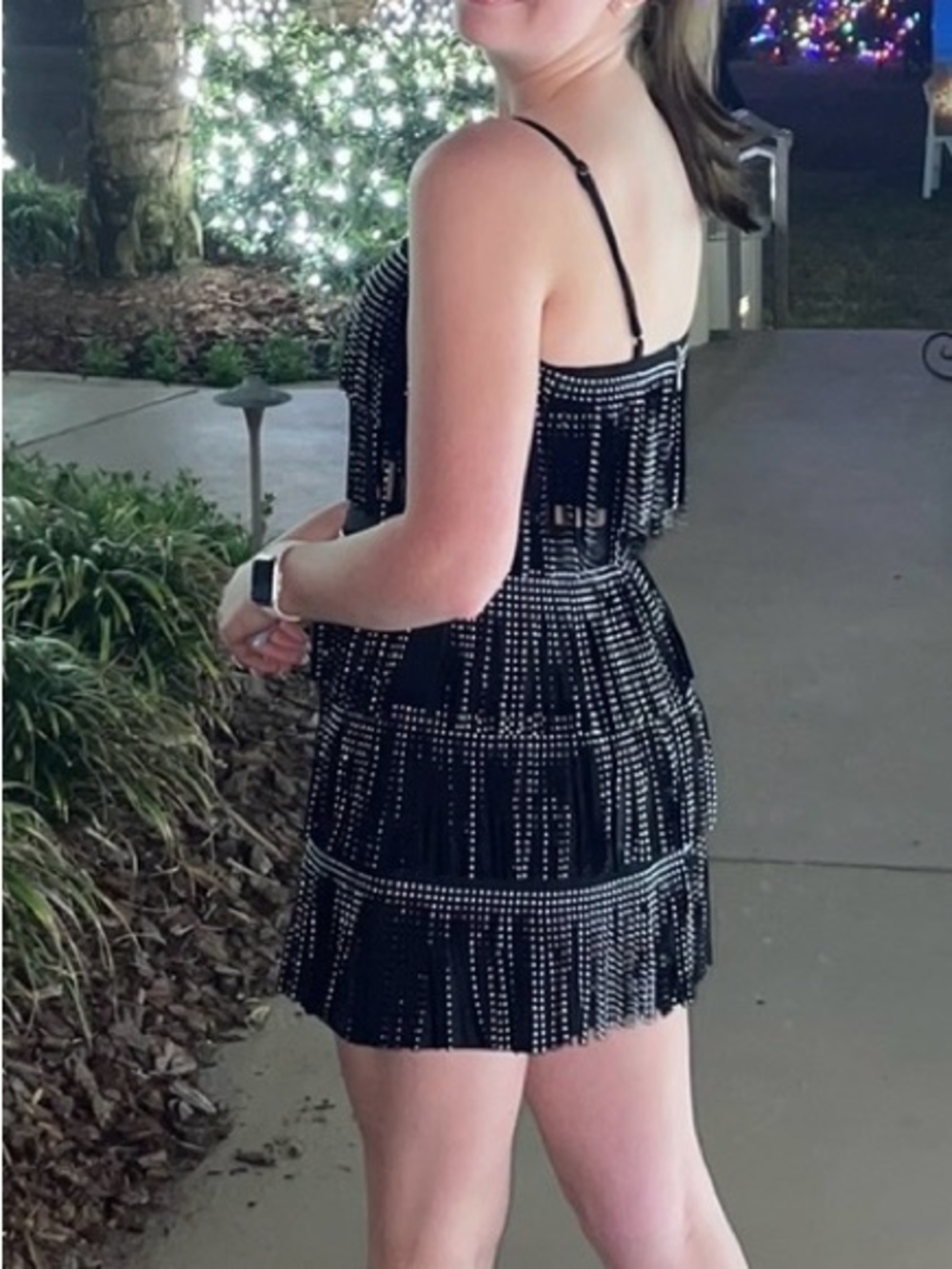Main Strip Skirt Set Black Fringe S